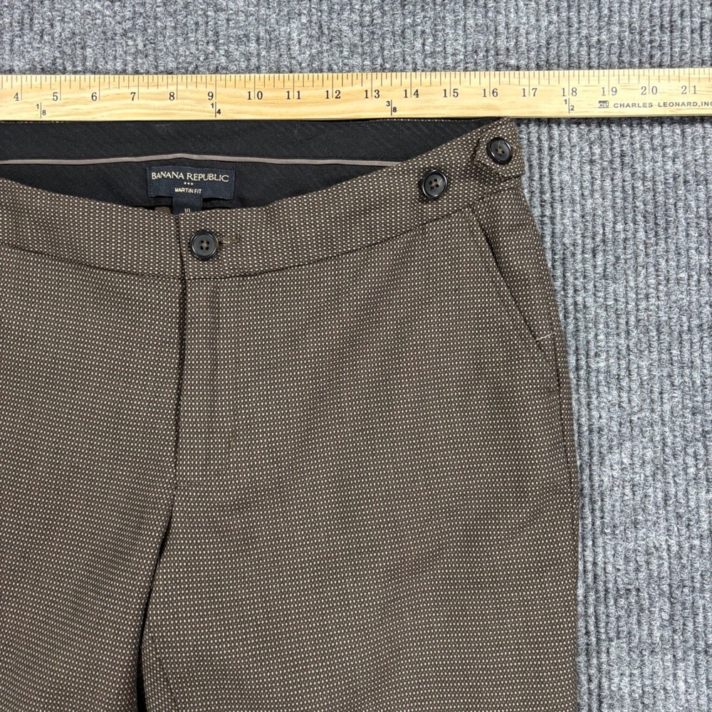 Banana Republic Martin Fit Dress Pants Women 10 Brown Textured Straight Leg - Picture 3 of 11